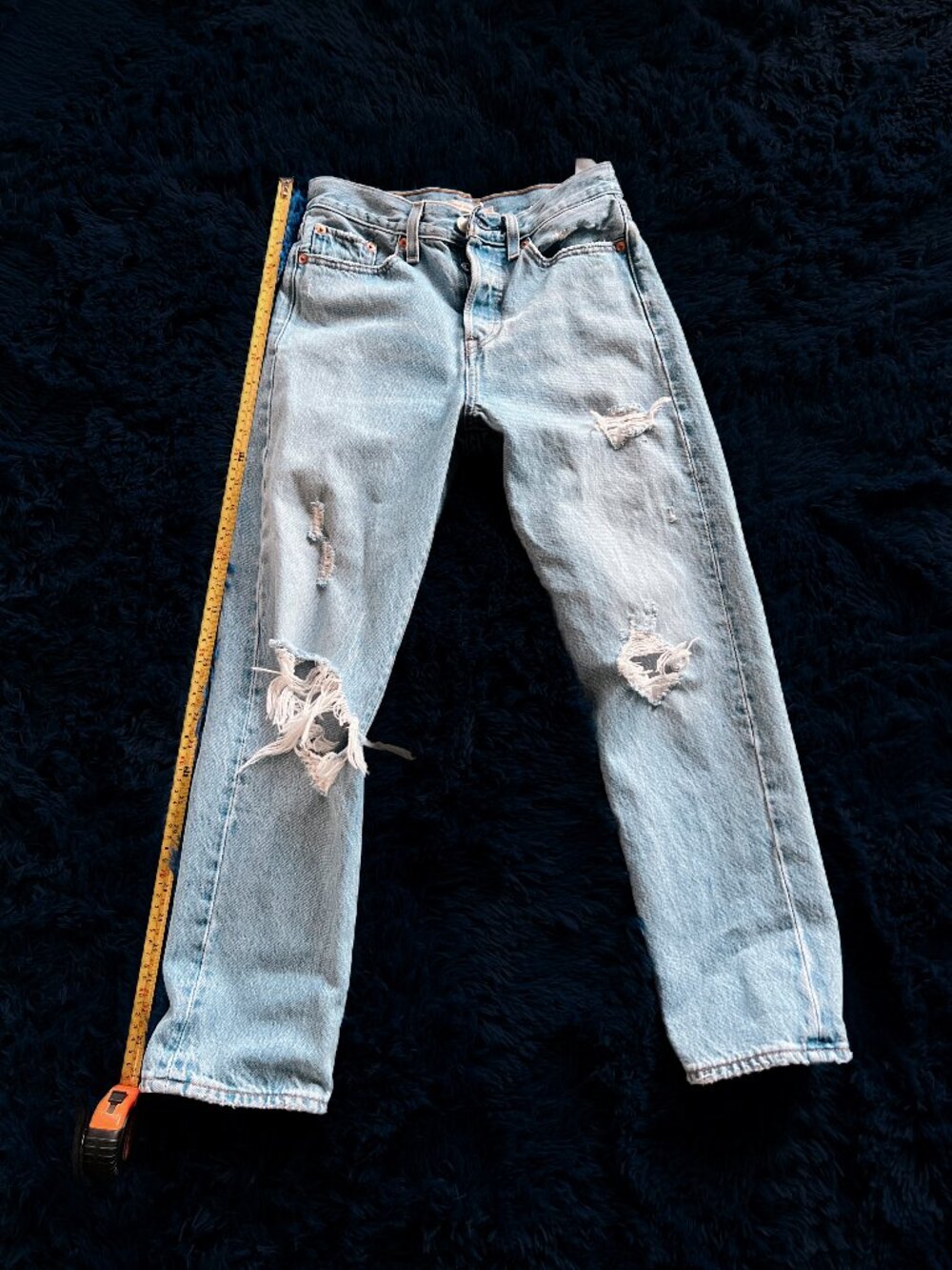 Levi's 501 Original Cropped Distressed Straight Leg Jeans Size 25